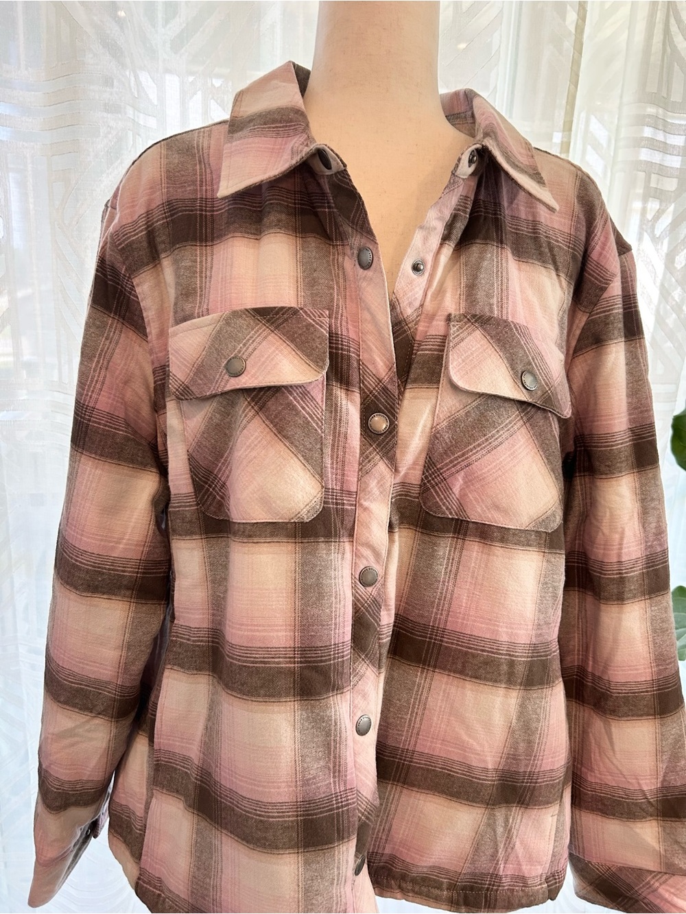 NWT Fleece Plaid Jacket by Free Country Size XXL Women's Pink Plaid